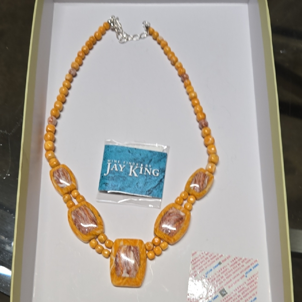 Jay King Orange Statement Necklace with Intricate Beadwork